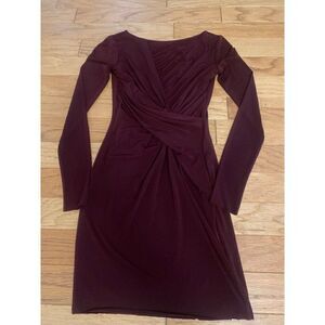 Bailey 44 Anthropologie womens Chic Burgundy Long Sleeve Ruched Bodycon Dress xs